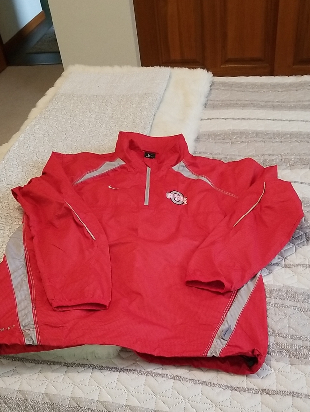 Nike Red OHIO State Pullover Jacket with Gray Accents